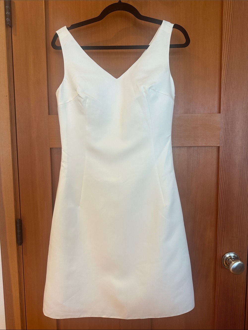 Classic V-Neck Cream Sheath Dress